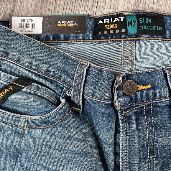 NWT Ariat Jeans Mens 32x34 M7 Slim Straight Rebar Work Western Durastretch - Picture 5 of 9